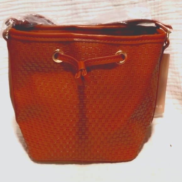 NWT Just Fab vegan leather crossover purse inside magnetic snap pull string - Picture 1 of 7